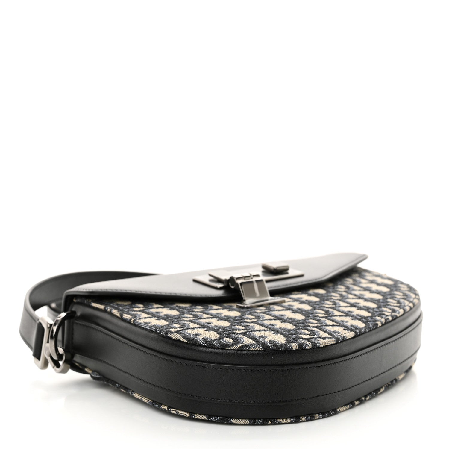 Christian Dior Oblique Smooth Calfskin Saddle Messenger Beige Black 4 of 10