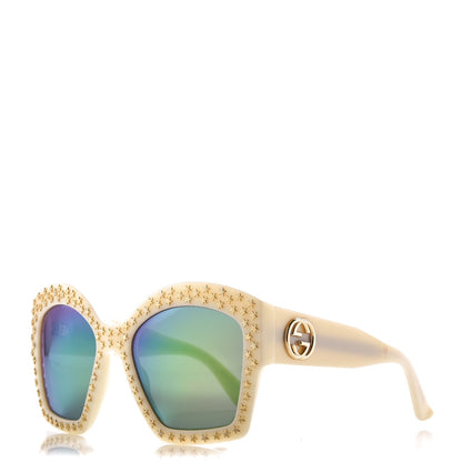 Gucci Square Frame Star Sunglasses GG 3870/S Ivory Gold 1 of 8