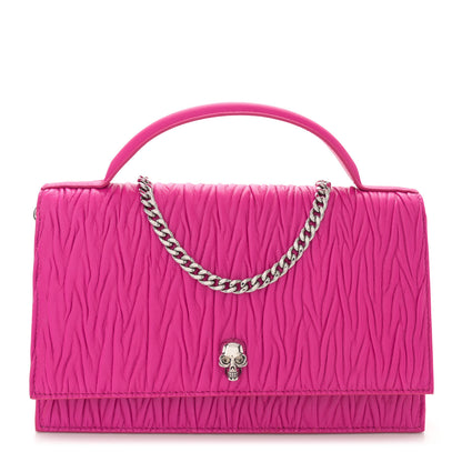 Alexander McQueen Lambskin Pleated Skull Medium Chain Crossbody Bag Fuchsia 1 of 13