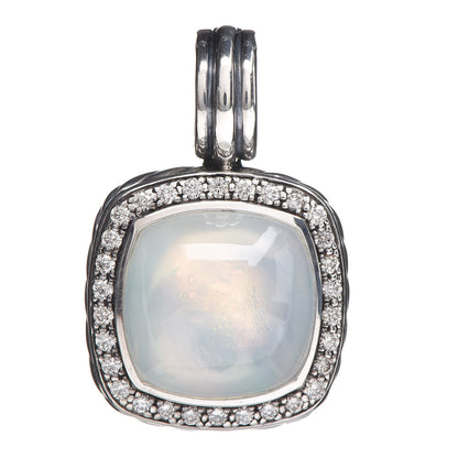 David Yurman Sterling Silver Diamond Moon Quartz 14mm Moonlight Ice Enhancer 1 of 3