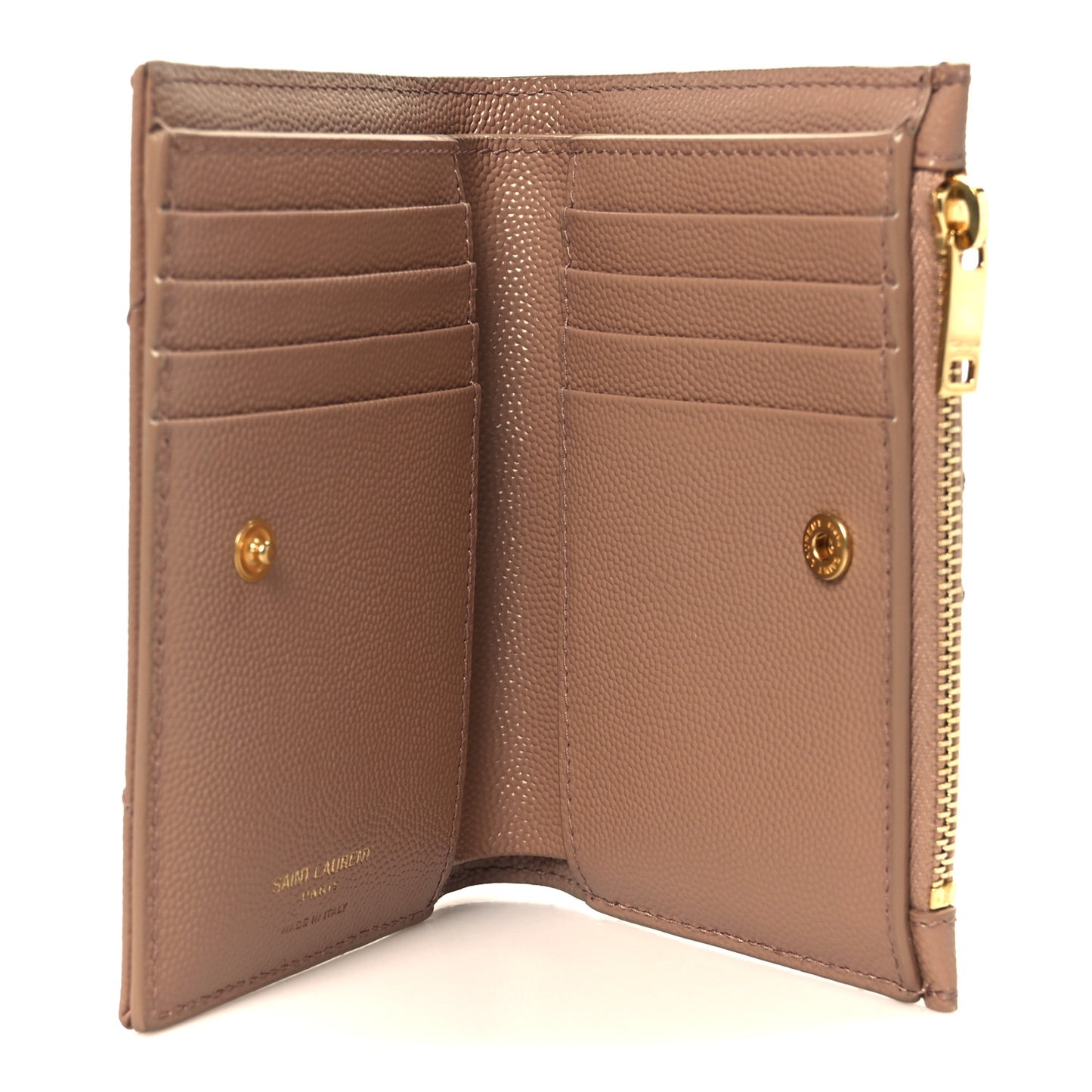Grain De Poudre Matelasse Chevron Monogram Zipped Two-Part Wallet Dark Beige