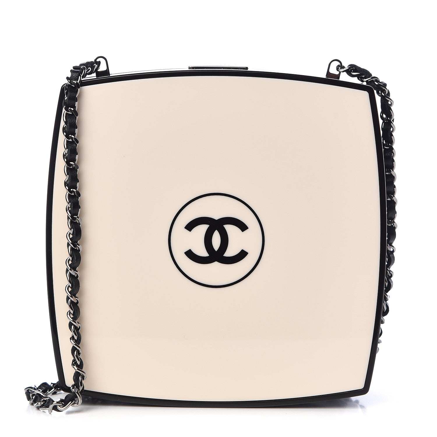 Chanel Plexiglass Compact Box Clutch Black Ivory 1 of 11