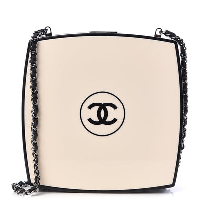 Chanel Plexiglass Compact Box Clutch Black Ivory 1 of 11