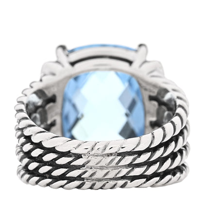 David Yurman Sterling Silver Diamond Blue Topaz 16mm Wheaton Ring 53 6.5 3 of 4