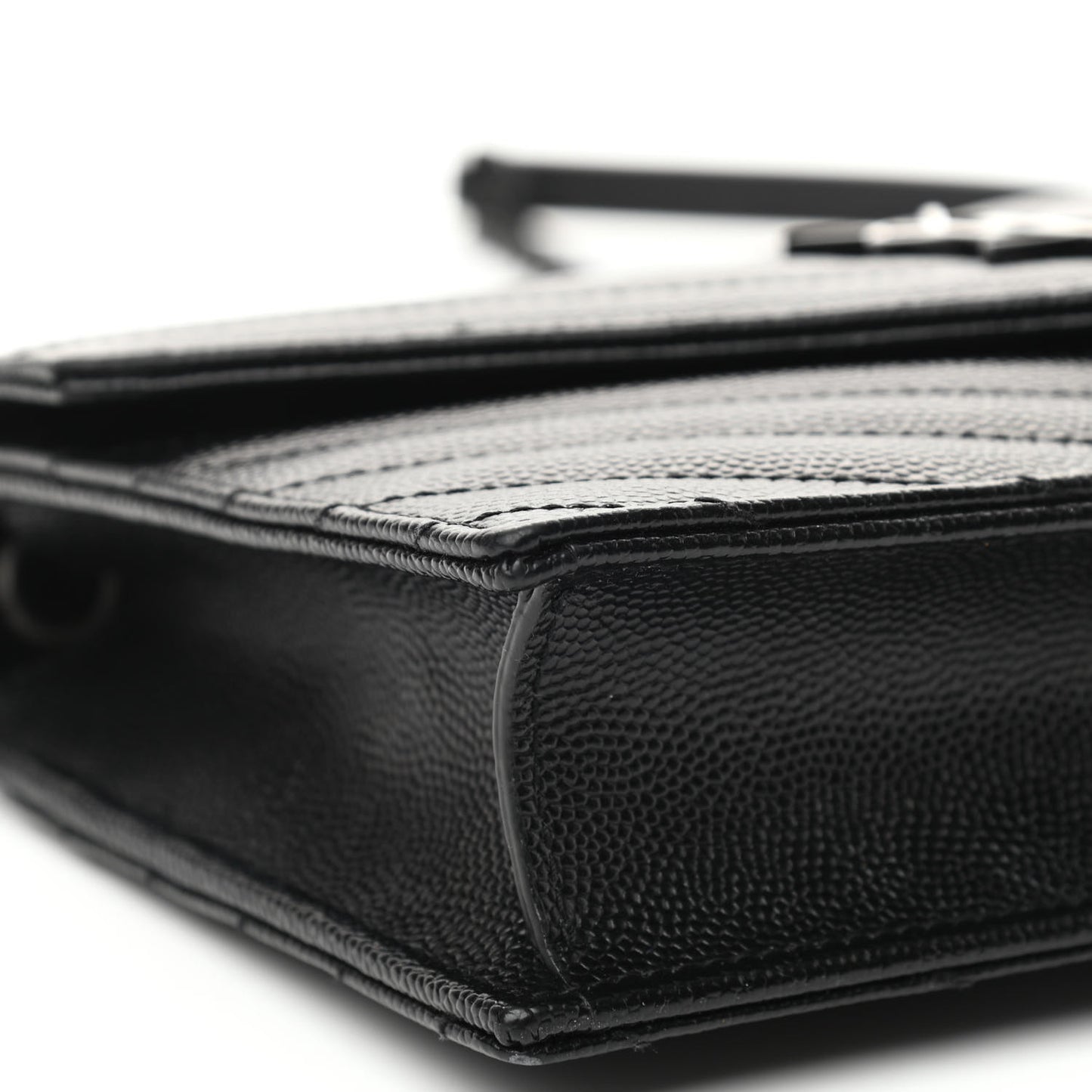 Grain De Poudre Matelasse Chevron Monogram Monochrome Envelope Chain Wallet Black