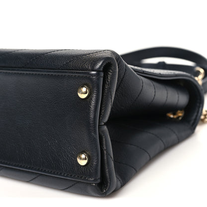Chanel Grained Calfskin Chevron Stitched Small Chic Top Handle Flap Black 10 of 12