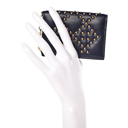 Christian Dior Lambskin Cannage Studded Lady Dior Card Holder Navy 2 of 7