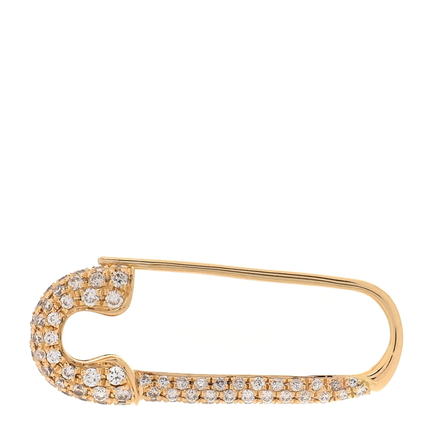 18K Yellow Gold Diamond Safety Pin Earring