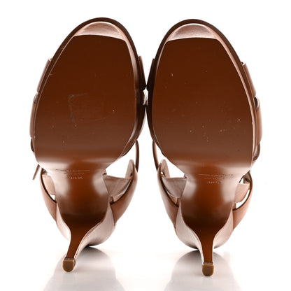 Saint Laurent Calfskin Tribute 105 Platform Sandals 38.5 Amber 5 of 9