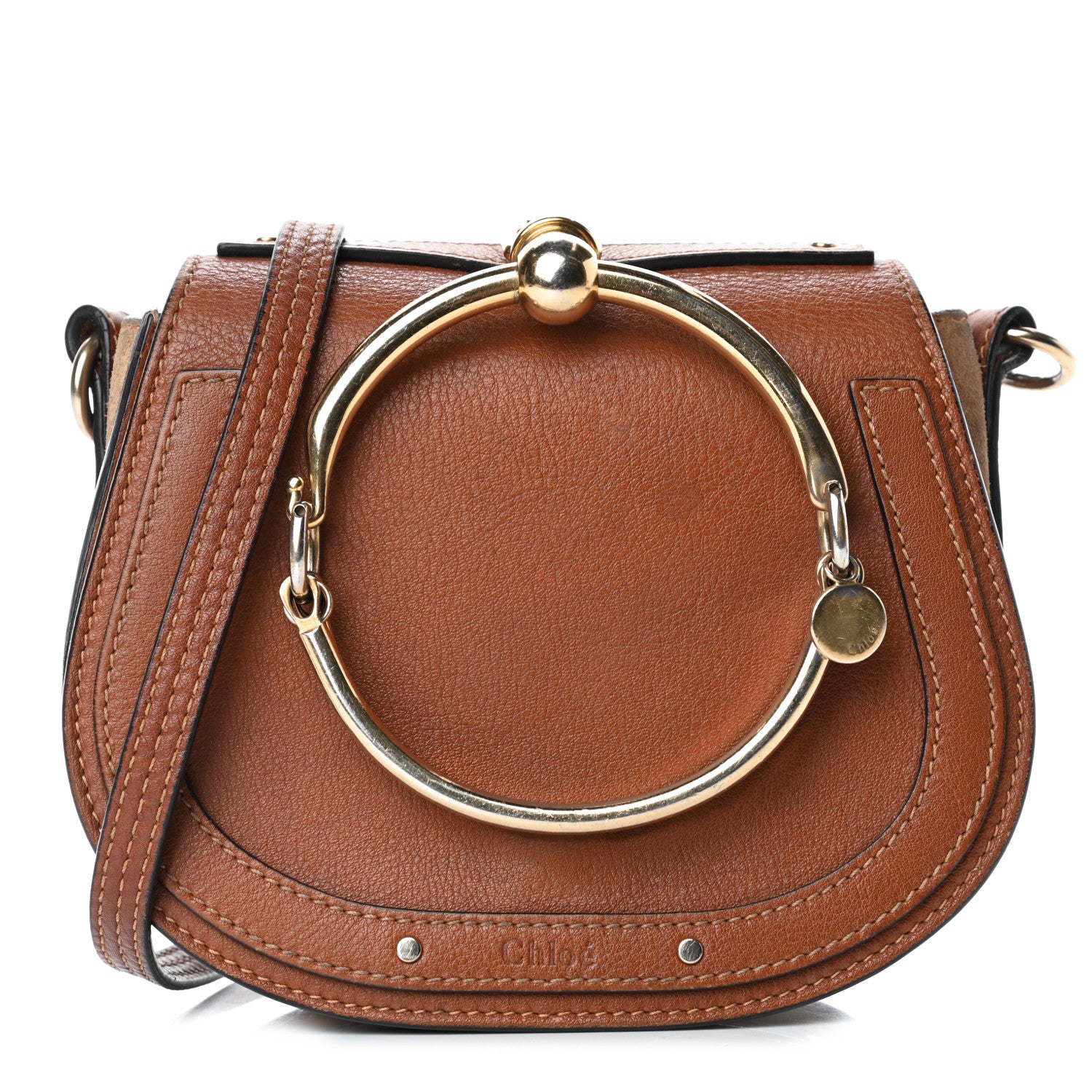 Chloe Calfskin Suede Small Nile Bracelet Bag Caramel 1 of 8