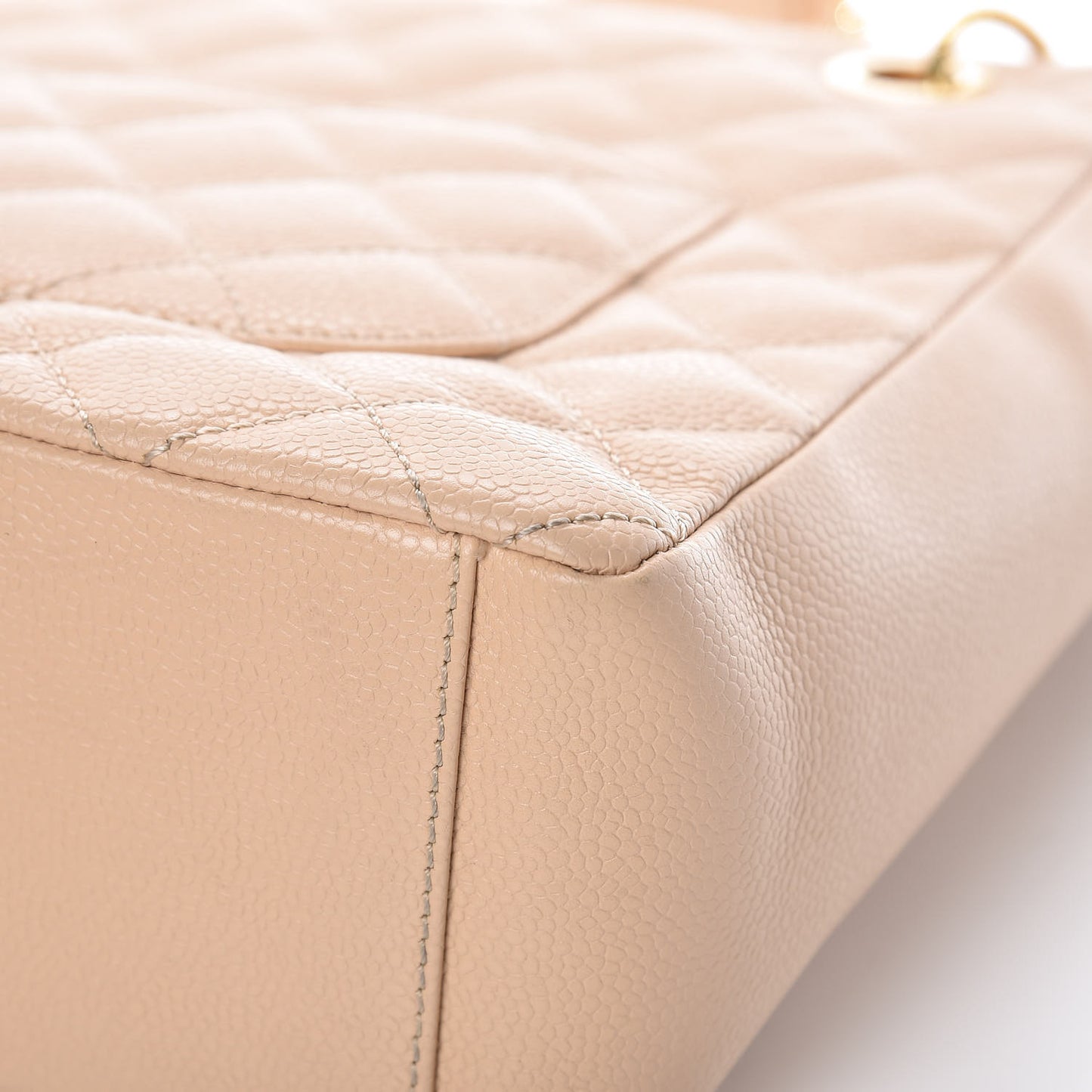 Caviar Quilted Petit Shopping Tote PST Beige Clair