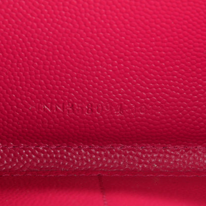 Saint Laurent Grain De Poudre Matelasse Chevron Monogram Zip Around Wallet Fuchsia 7 of 7