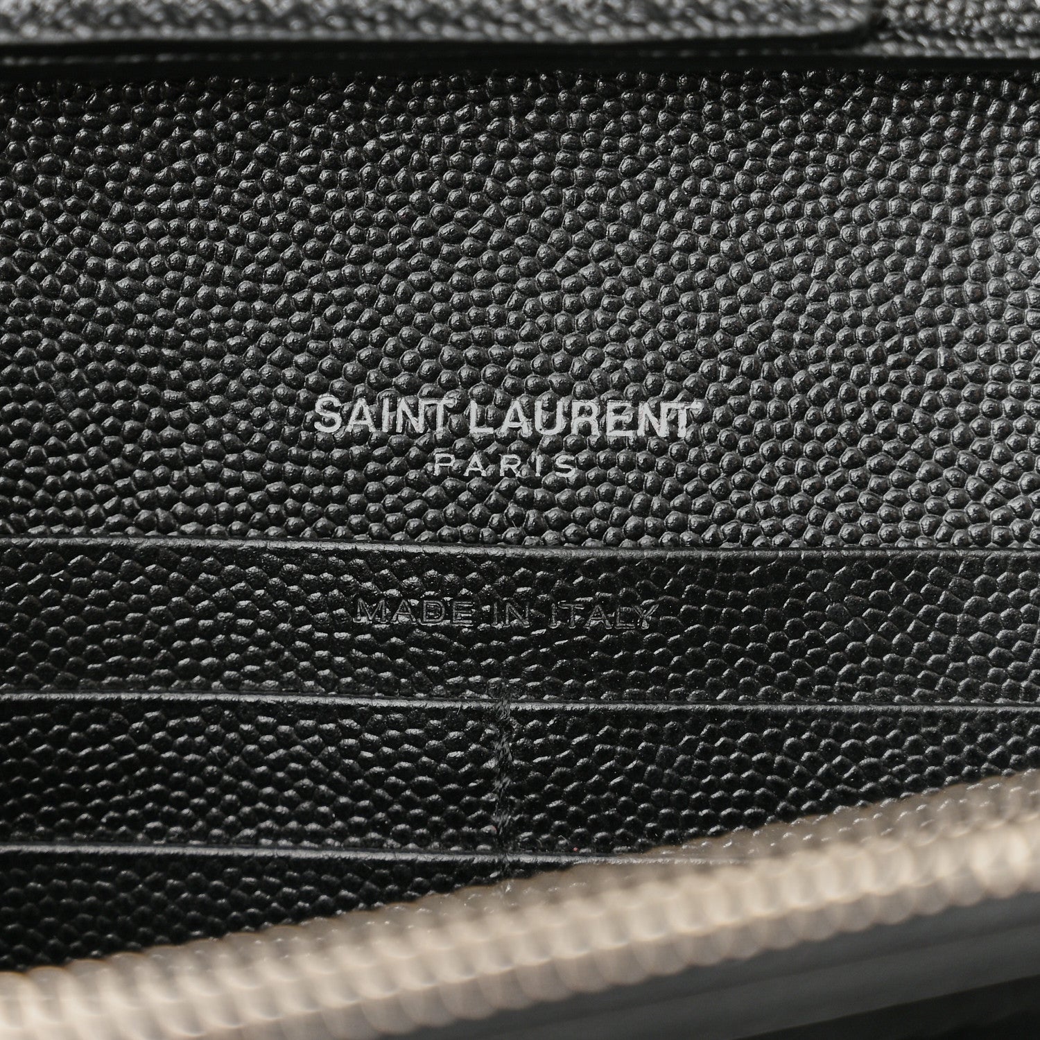 Saint Laurent Grain De Poudre Matelasse Chevron Monogram Chain Wallet Black 6 of 9