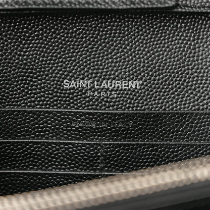 Saint Laurent Grain De Poudre Matelasse Chevron Monogram Chain Wallet Black 6 of 9