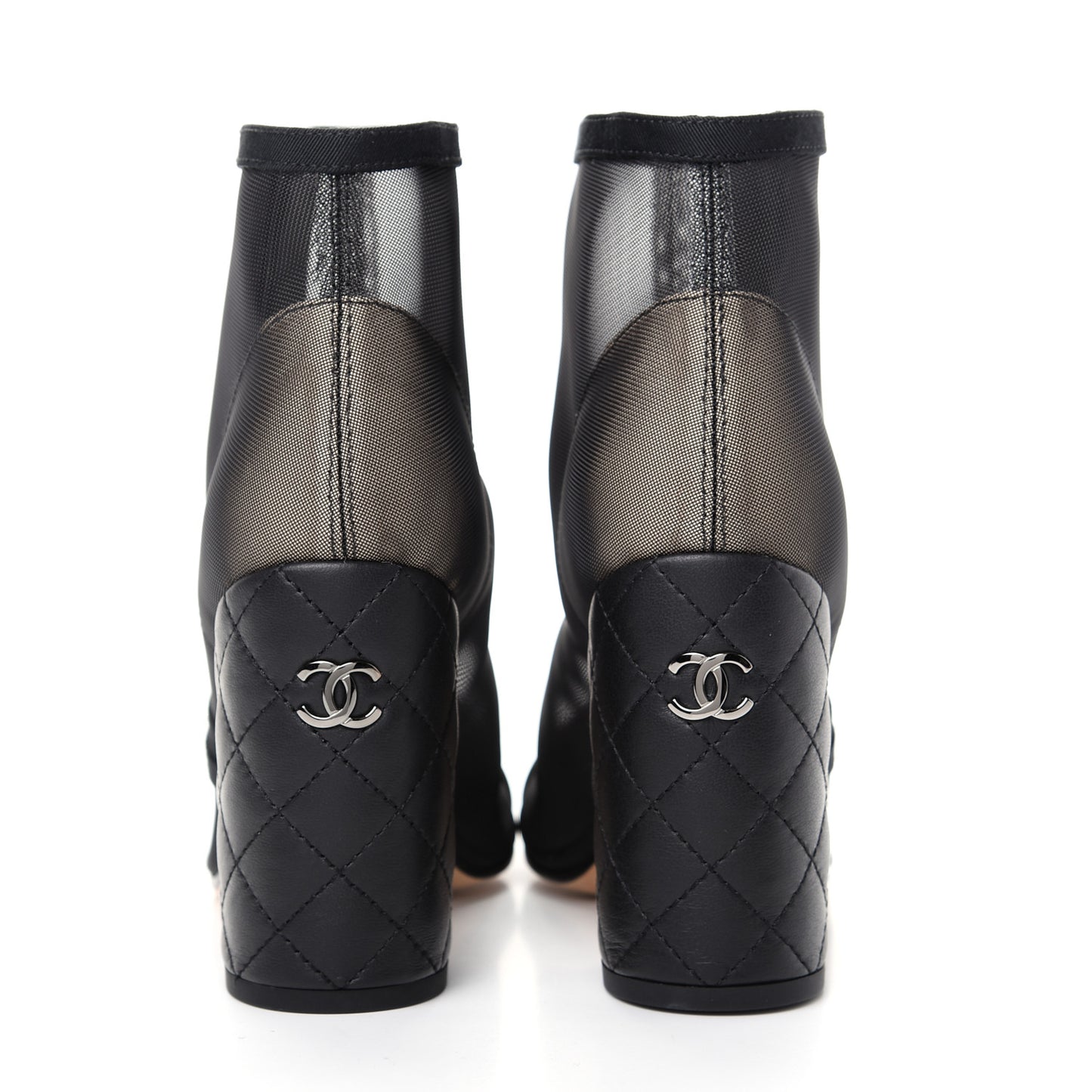 Mesh Grosgrain Cap Toe Short Boots 37.5 Beige Black