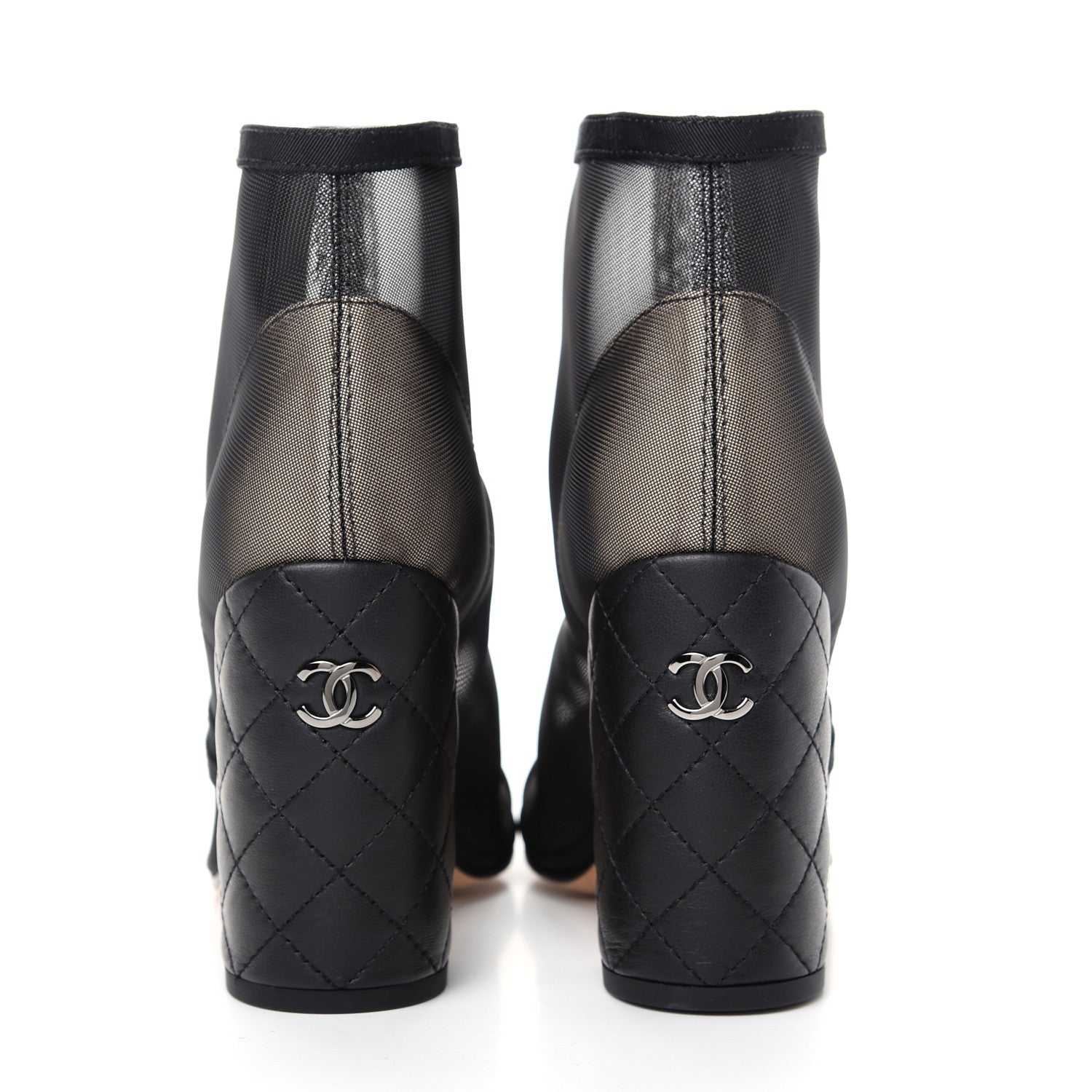 Chanel Mesh Grosgrain Cap Toe Short Boots 37.5 Beige Black 7 of 11
