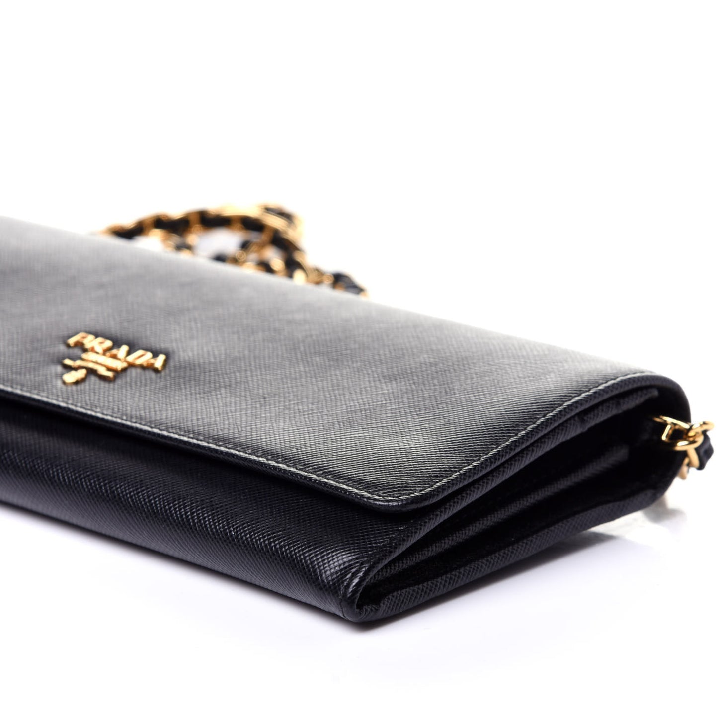 Saffiano Metal Oro Chain Wallet Black