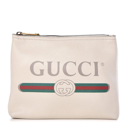 Gucci Pebbled Calfskin Medium Logo Portfolio Clutch White 1 of 11