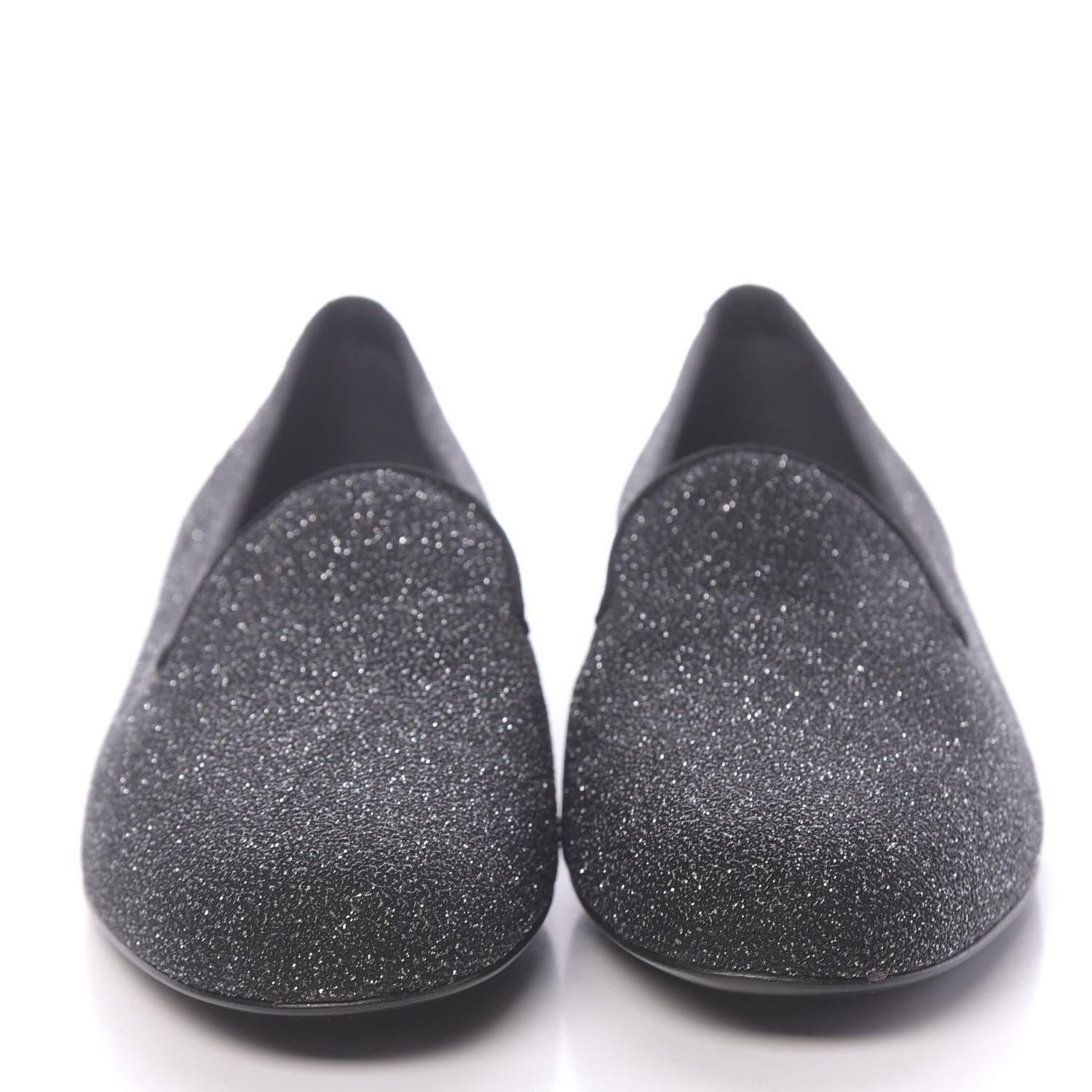 Saint Laurent Metallic Calfskin Smoking Slipper Flat Loafers 38.5 Black Glitter 2 of 8