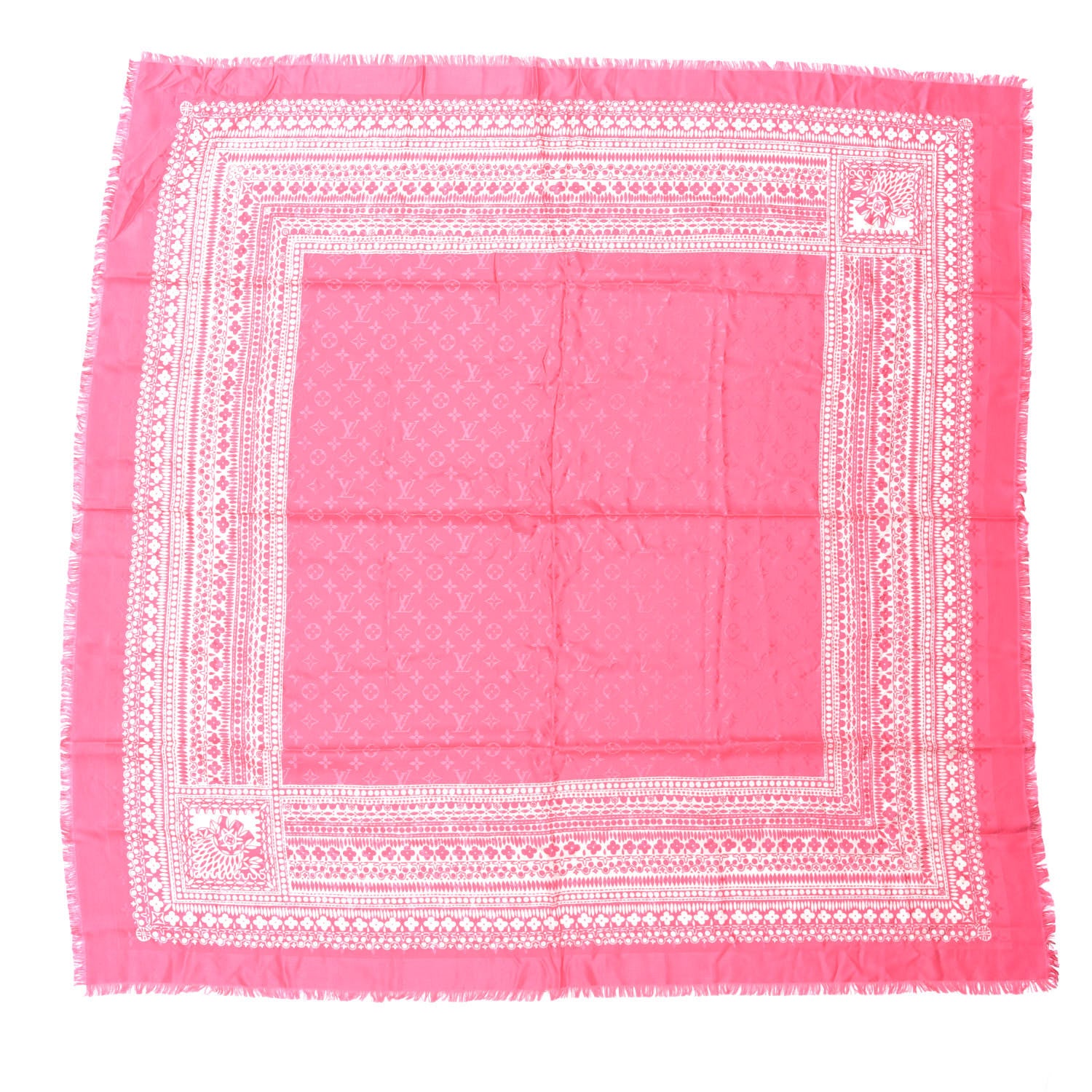 Louis Vuitton Silk Wool Amstramgram Shawl Pink 1 of 4