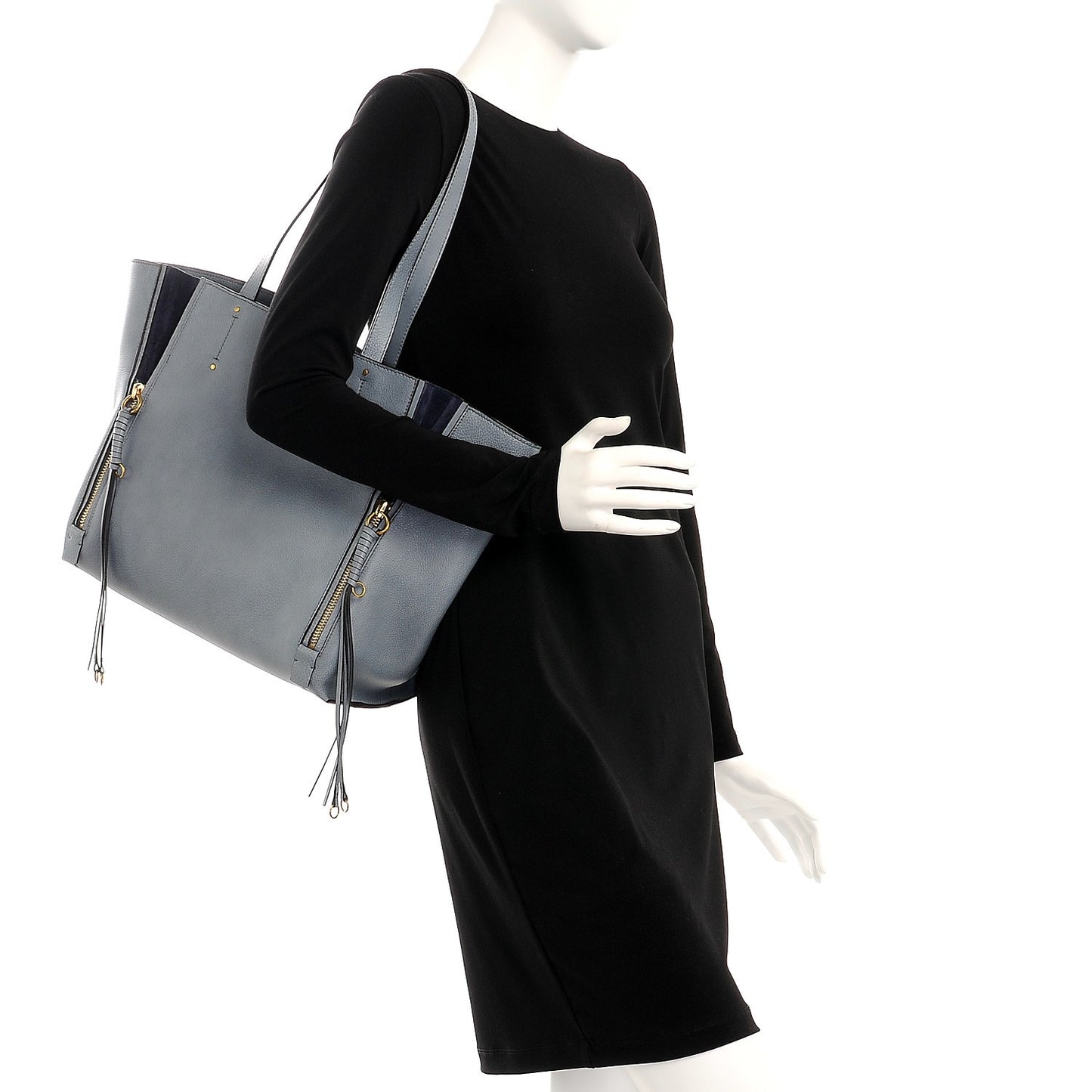 Smooth Calfskin Medium Milo Shopping Tote Cloudy Blue