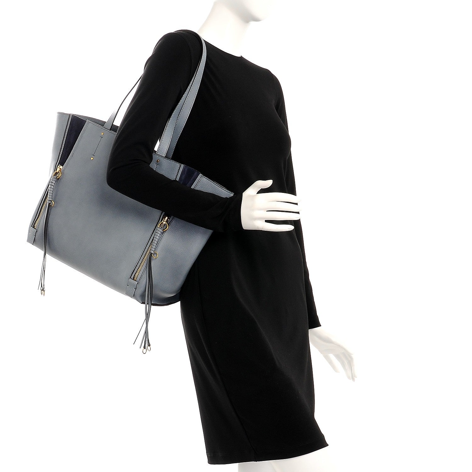Chloe Smooth Calfskin Medium Milo Shopping Tote Cloudy Blue 2 of 7