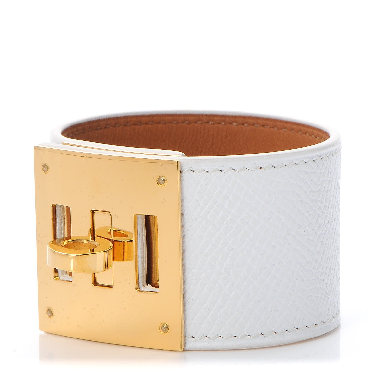 Hermes Epsom Kelly Dog Bracelet White 1 of 6