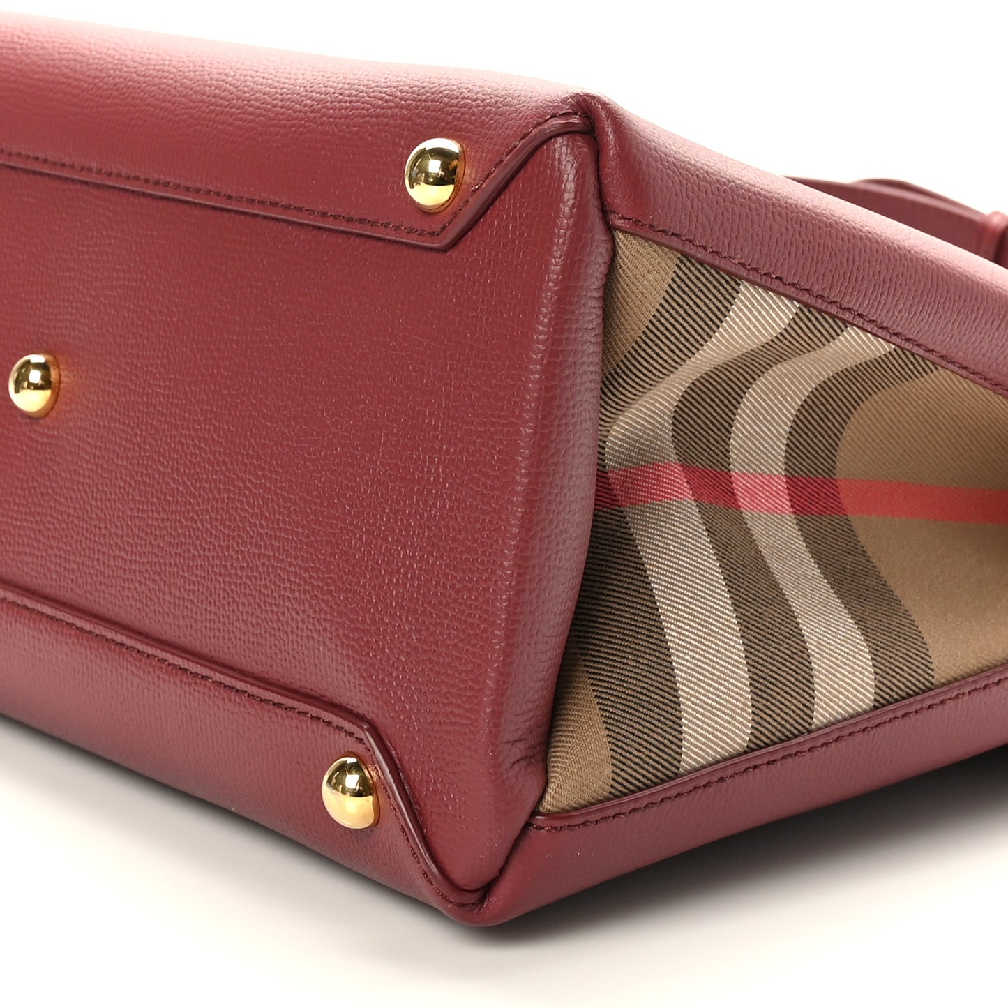 Grainy Calfskin House Check Medium Banner Tote Mahogany Red