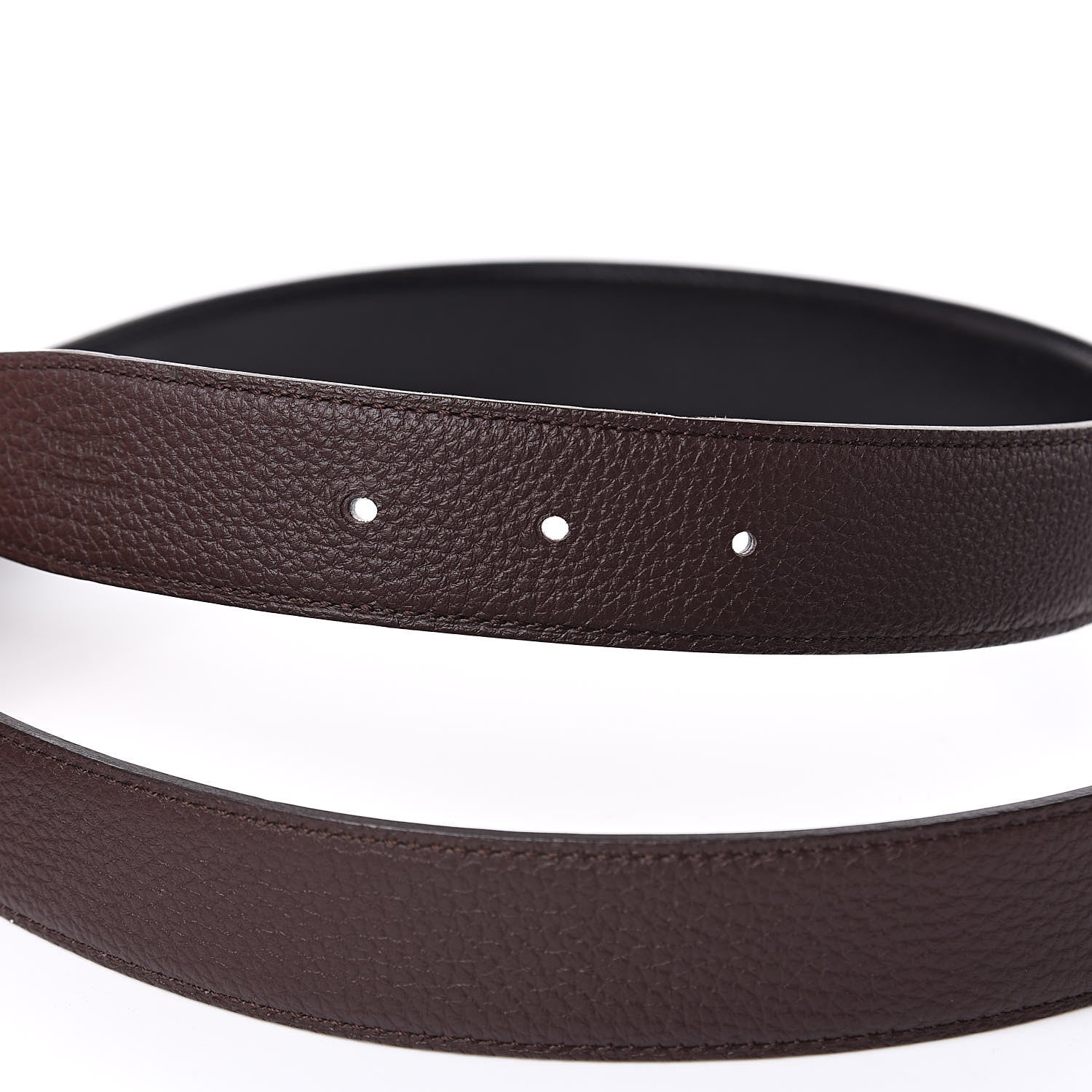 Hermes Box Togo 32mm Guilloche H Belt 95 Black Chocolate 5 of 8