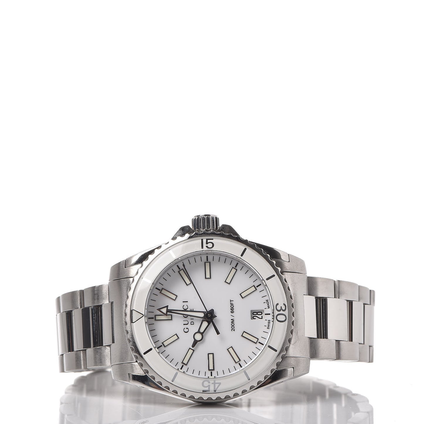 Stainless Steel 32mm Dive Quartz Watch White