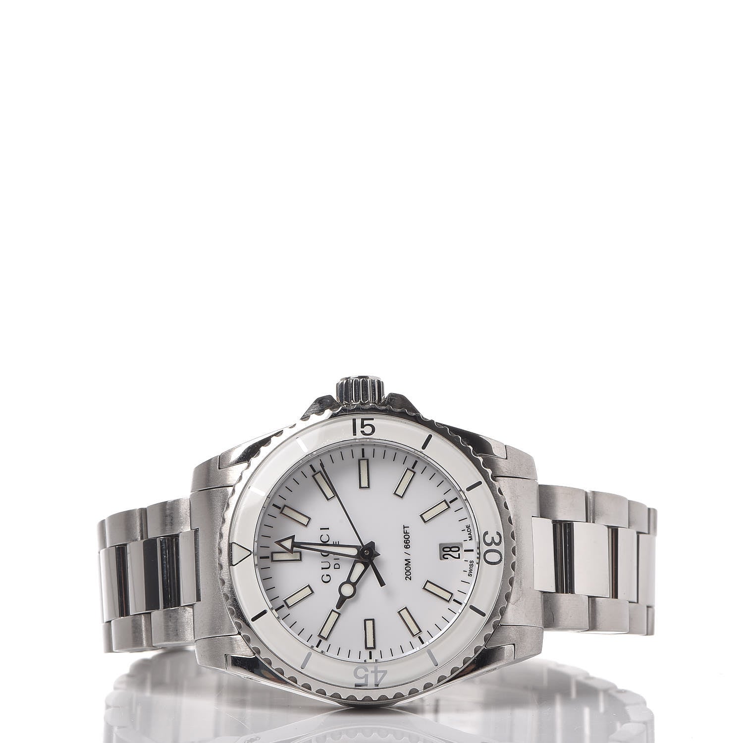 Gucci Stainless Steel 32mm Dive Quartz Watch White 3 of 7