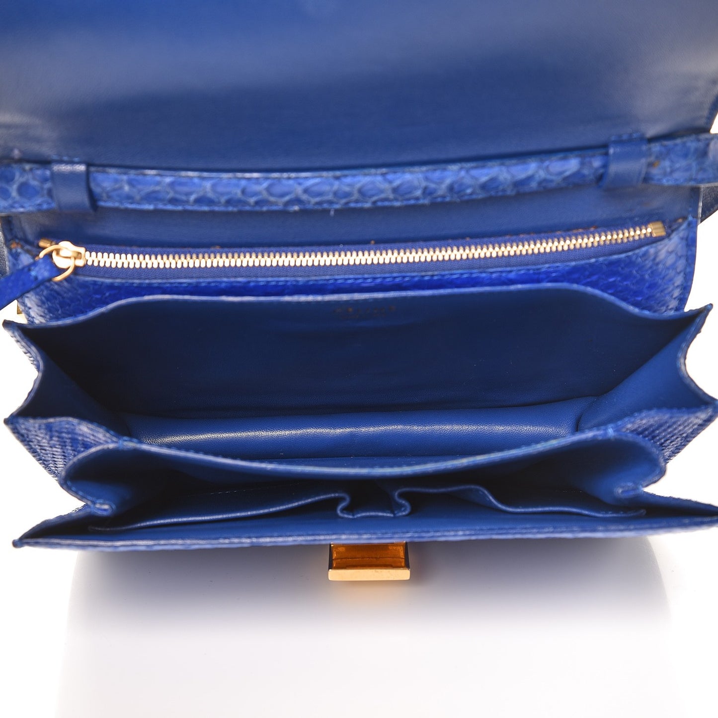 Python Medium Classic Box Flap Bag Indigo