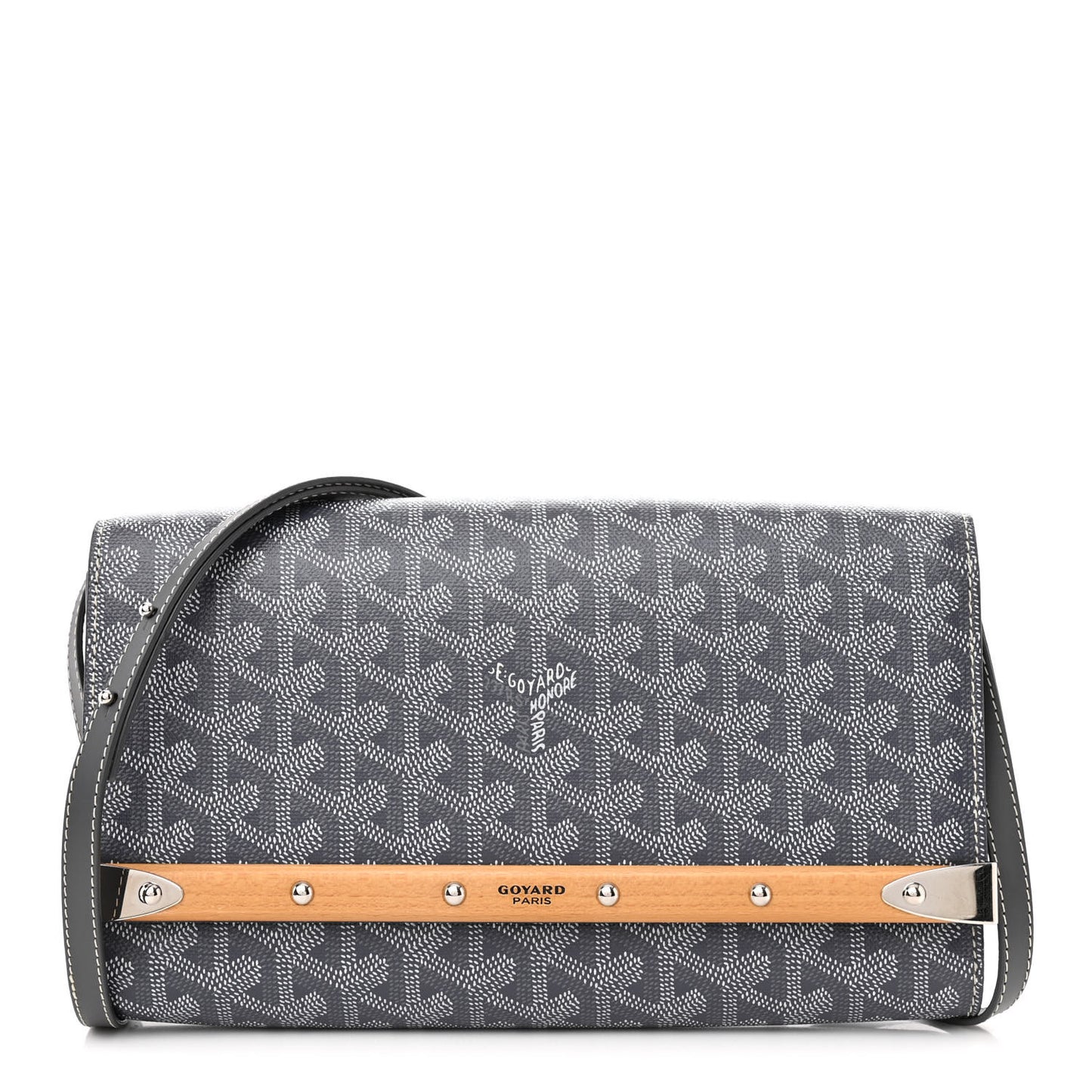 Goyardine Monte Carlo Bois Clutch With Strap Gray