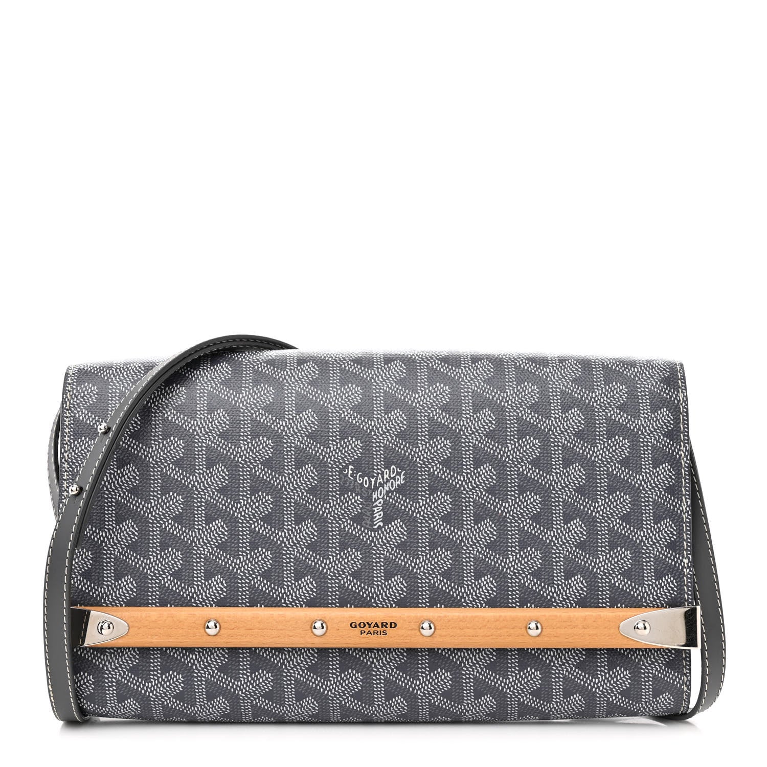 Goyard Goyardine Monte Carlo Bois Clutch With Strap Gray 1 of 12