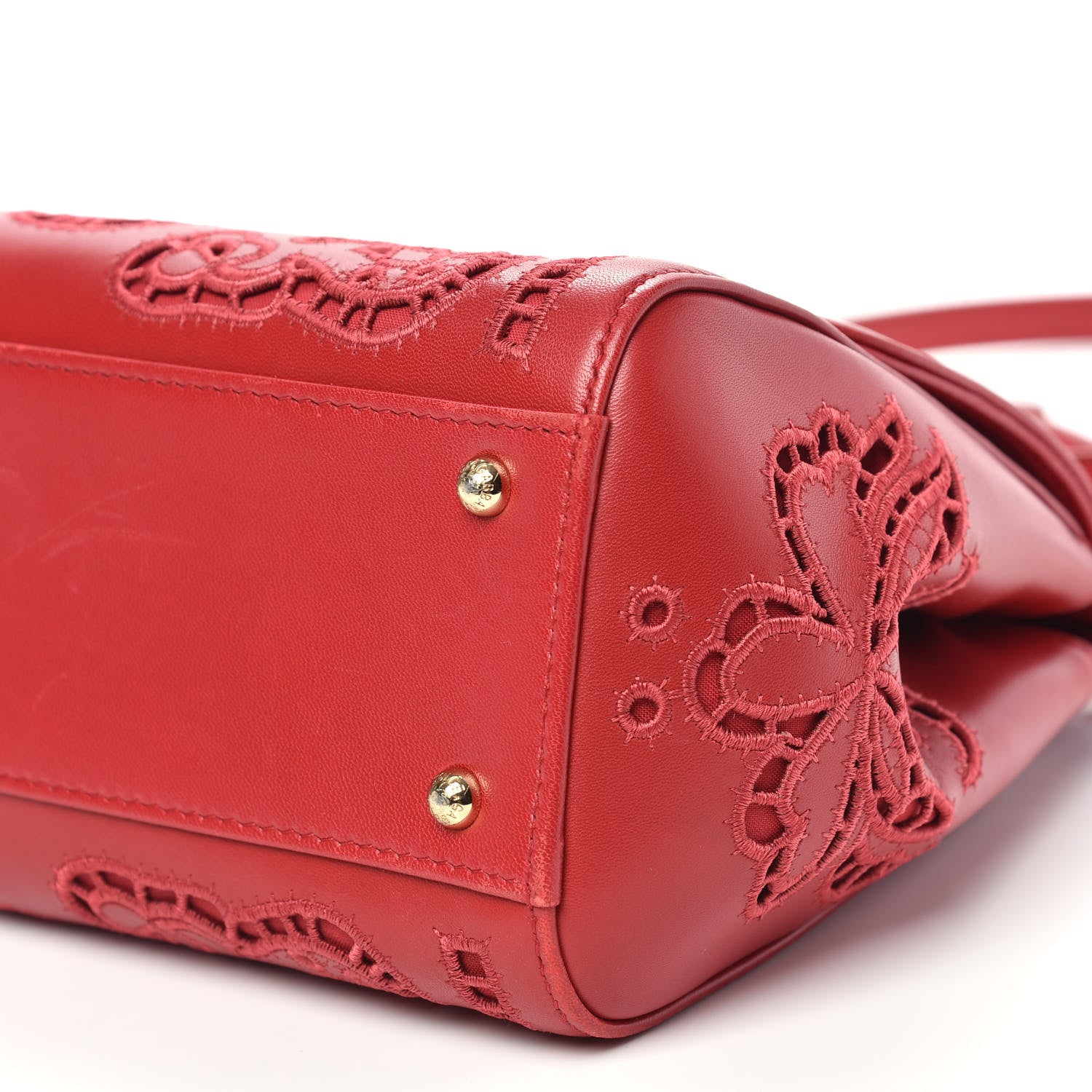 Dolce & Gabbana Lambskin Medium Embroidered Laser Cut Miss Sicily Satchel Red 9 of 14