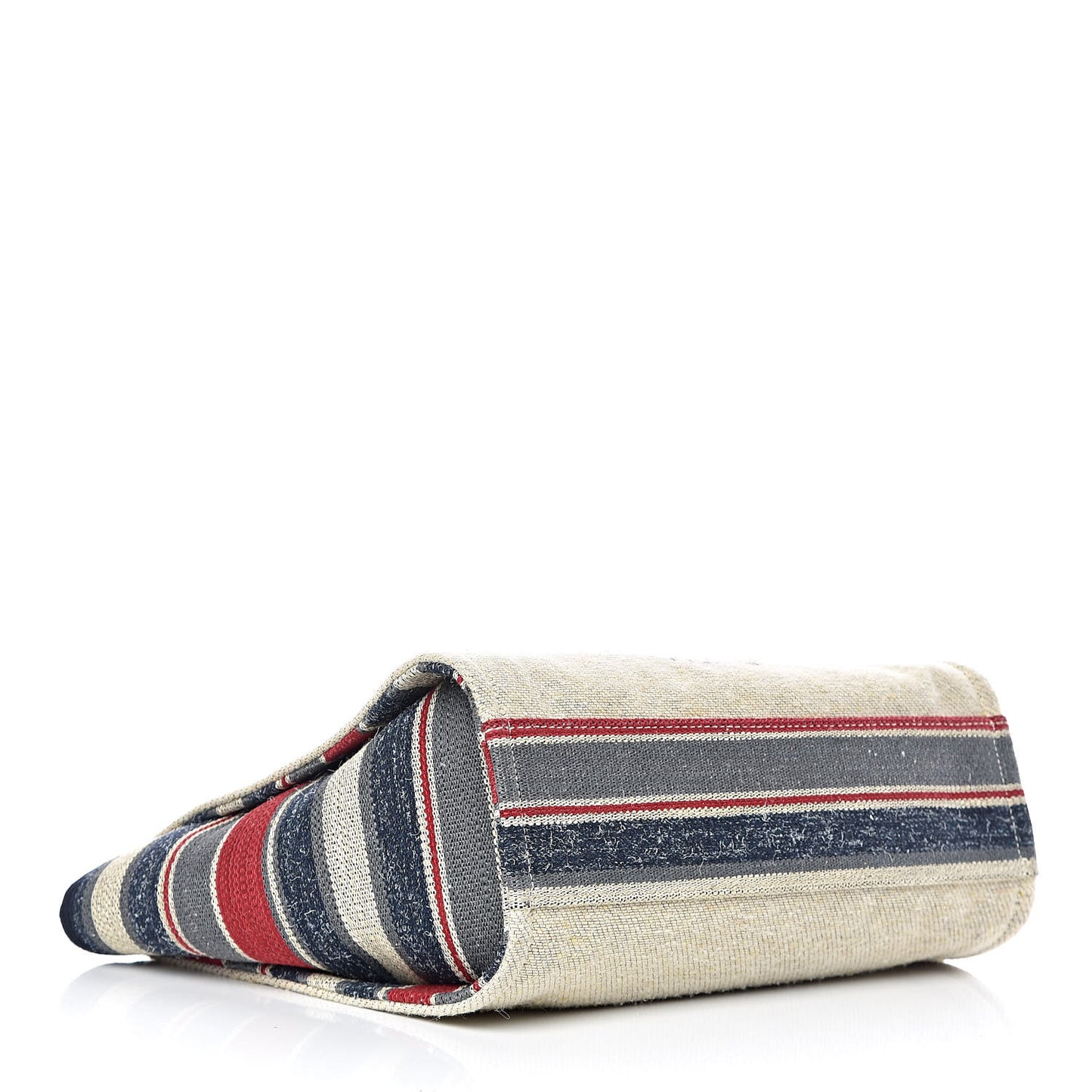 Striped Canvas Small Deauville Tote Beige