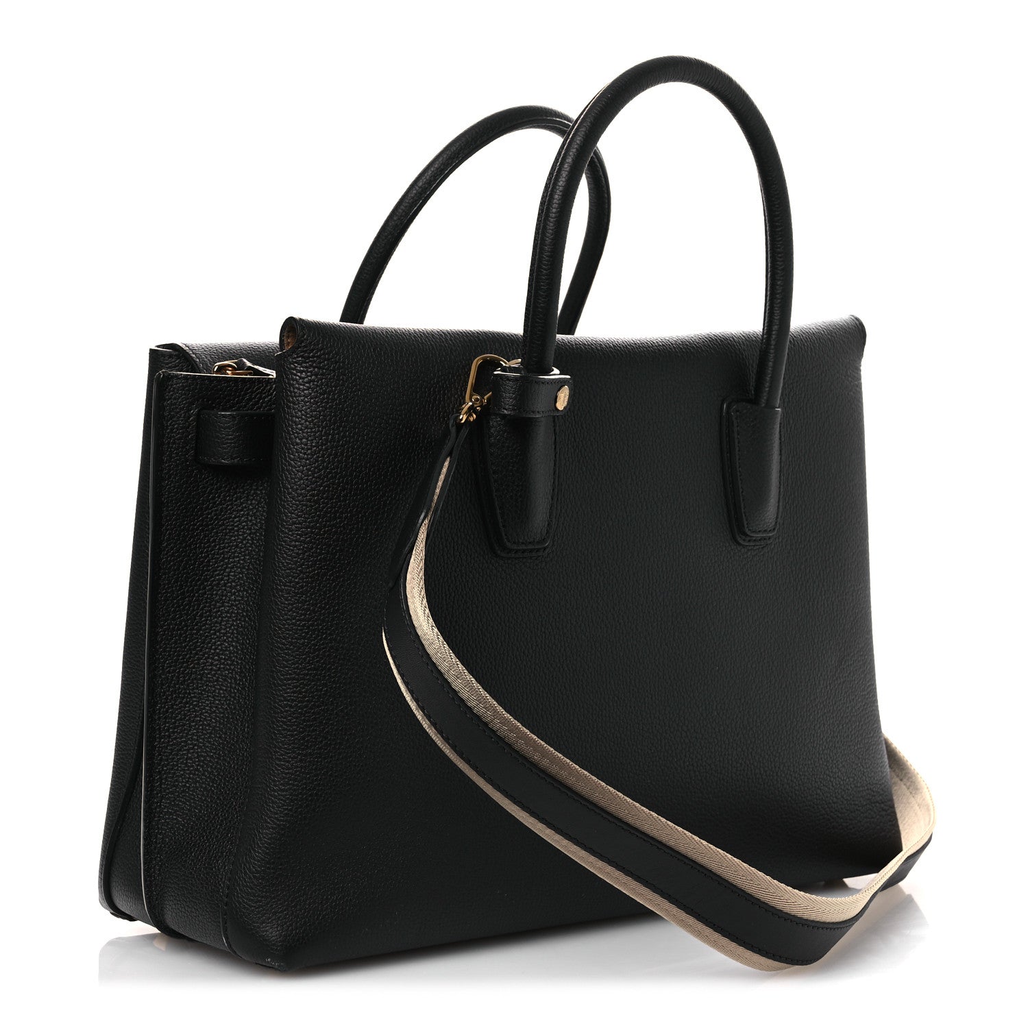 MCM Grained Calfskin Large Milla Tote Black 3 of 9