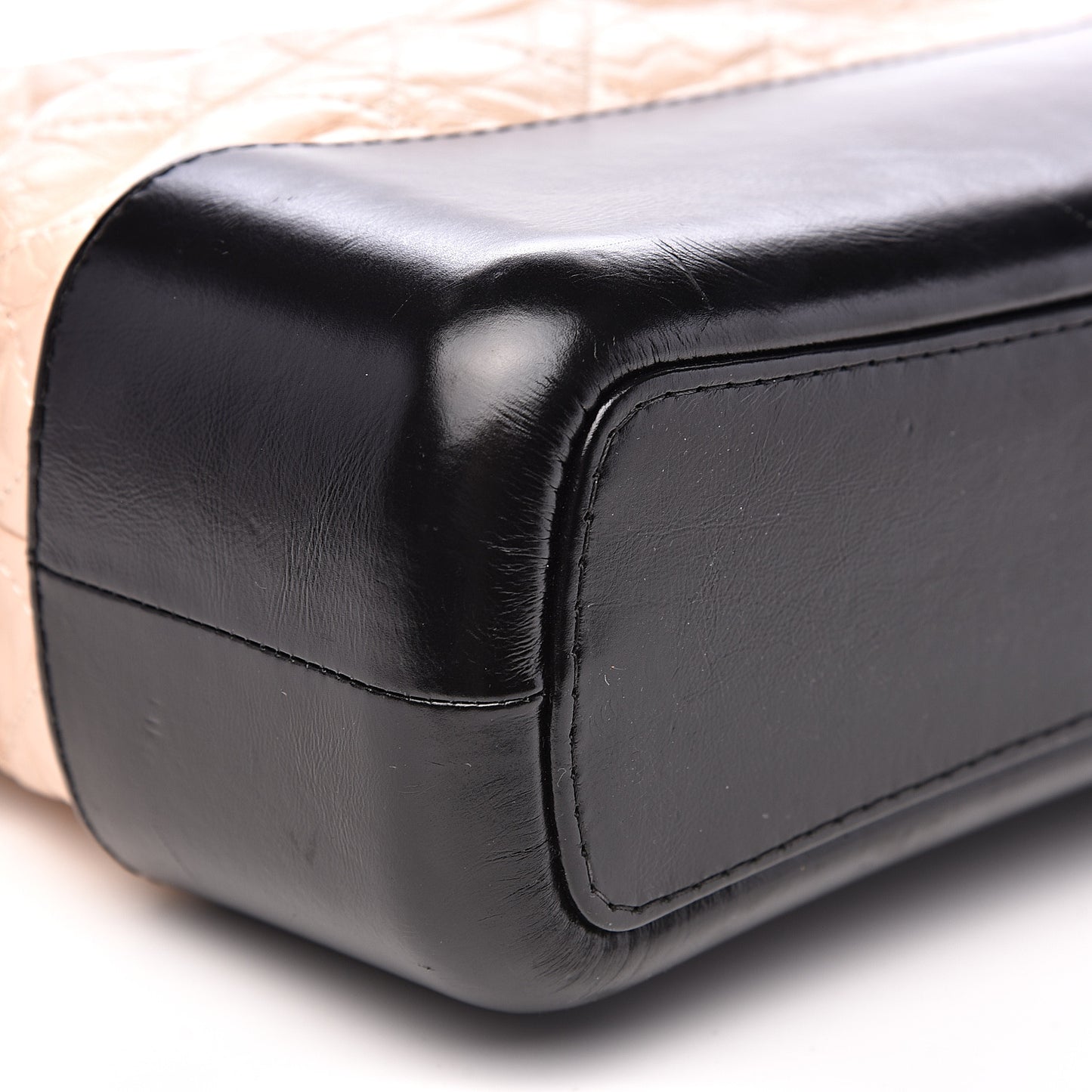 Aged Calfskin Quilted Medium Gabrielle Hobo Beige Black