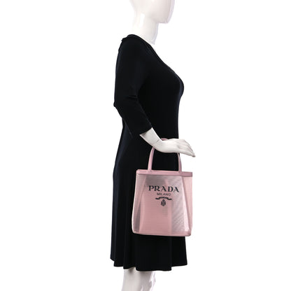 Prada Sequin Mesh Small Tote Bag Pink 2 of 14