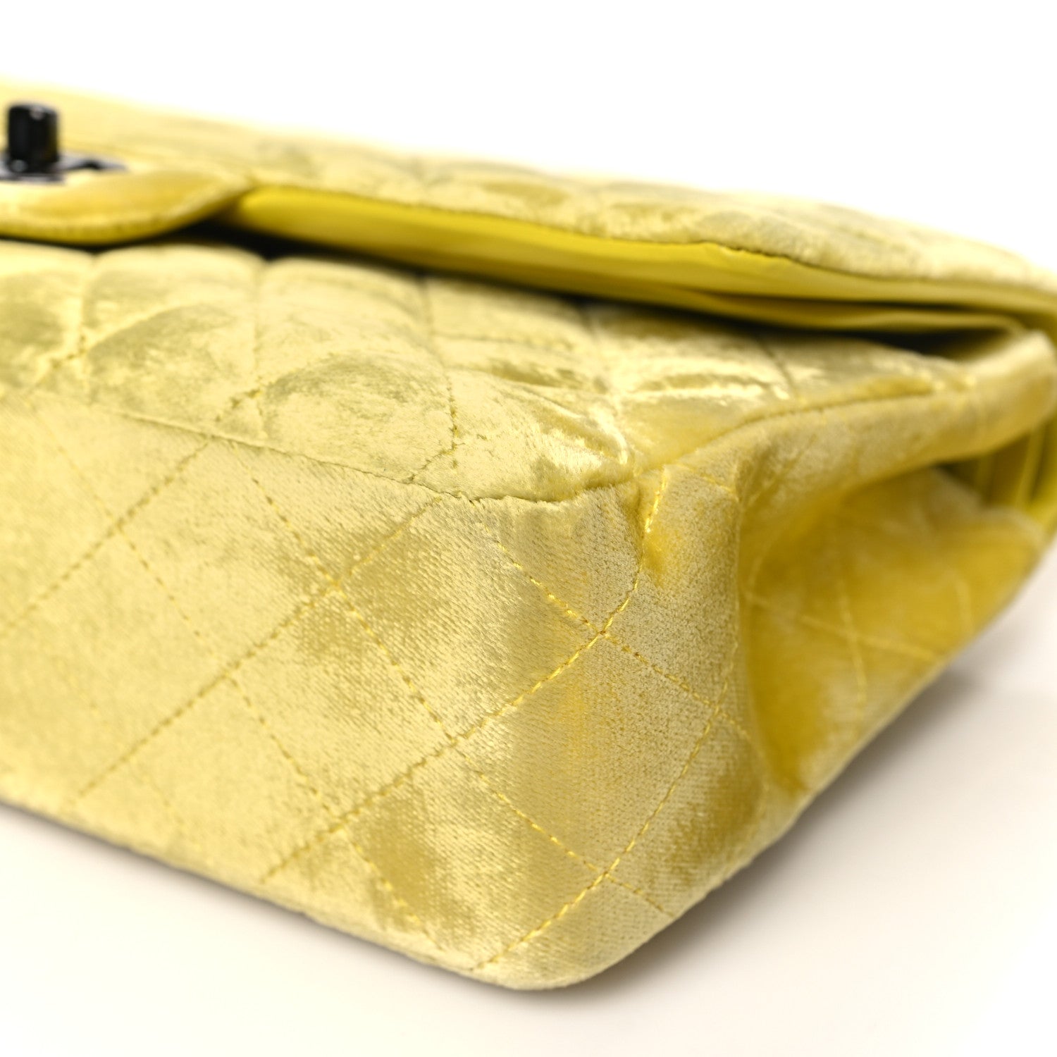 Chanel Velvet Quilted Medium Double Flap Yellow 10 of 10