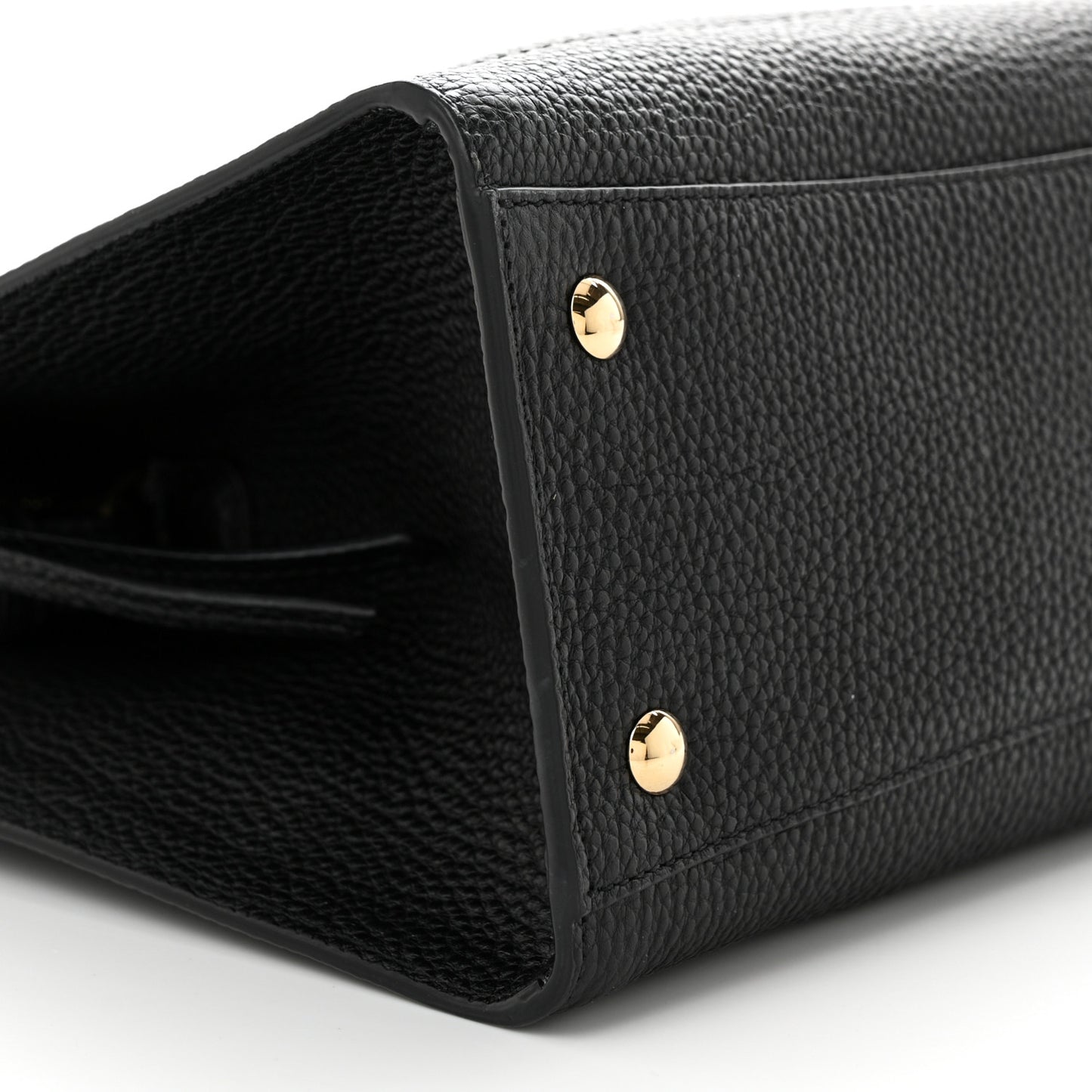 Hammered Calfskin Double Handle Small Amy Tote Black