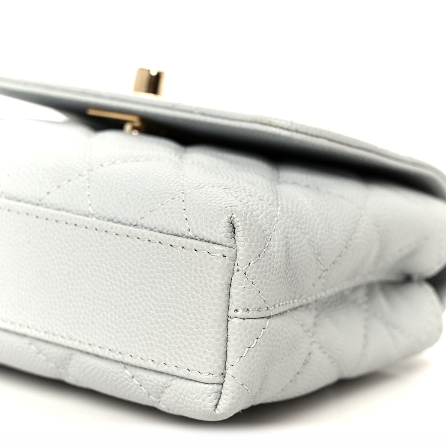 Chanel Caviar Lizard Embossed Quilted Coco Handle Clutch With Chain Light Blue 11 of 11