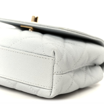 Chanel Caviar Lizard Embossed Quilted Coco Handle Clutch With Chain Light Blue 11 of 11