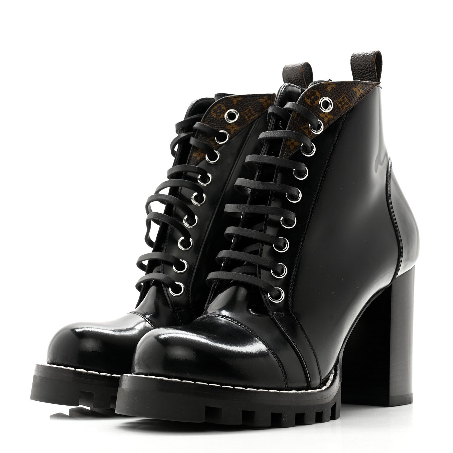 Louis Vuitton Patent Calfskin Star Trail Ankle Boots 37.5 Black 3 of 9