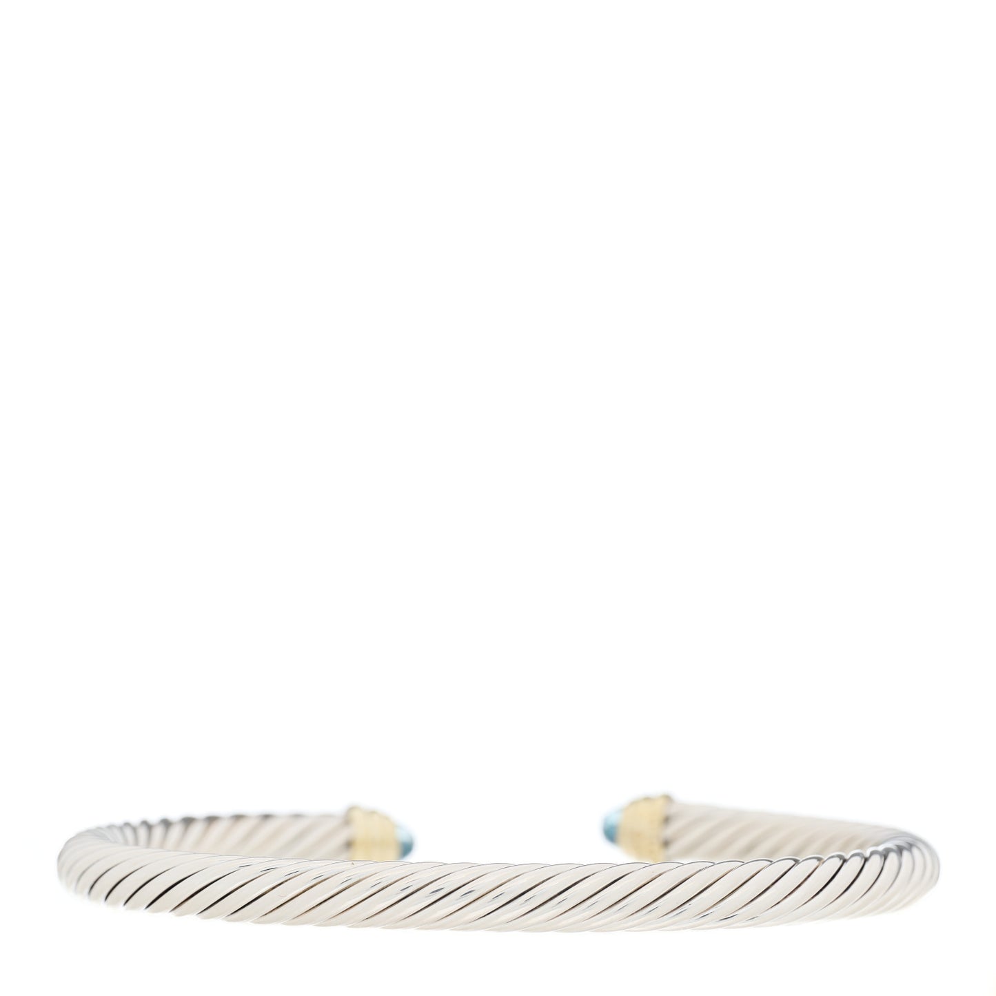 Sterling Silver 14K Yellow Gold Blue Topaz 5mm Cable Classics Petite Color Bracelet