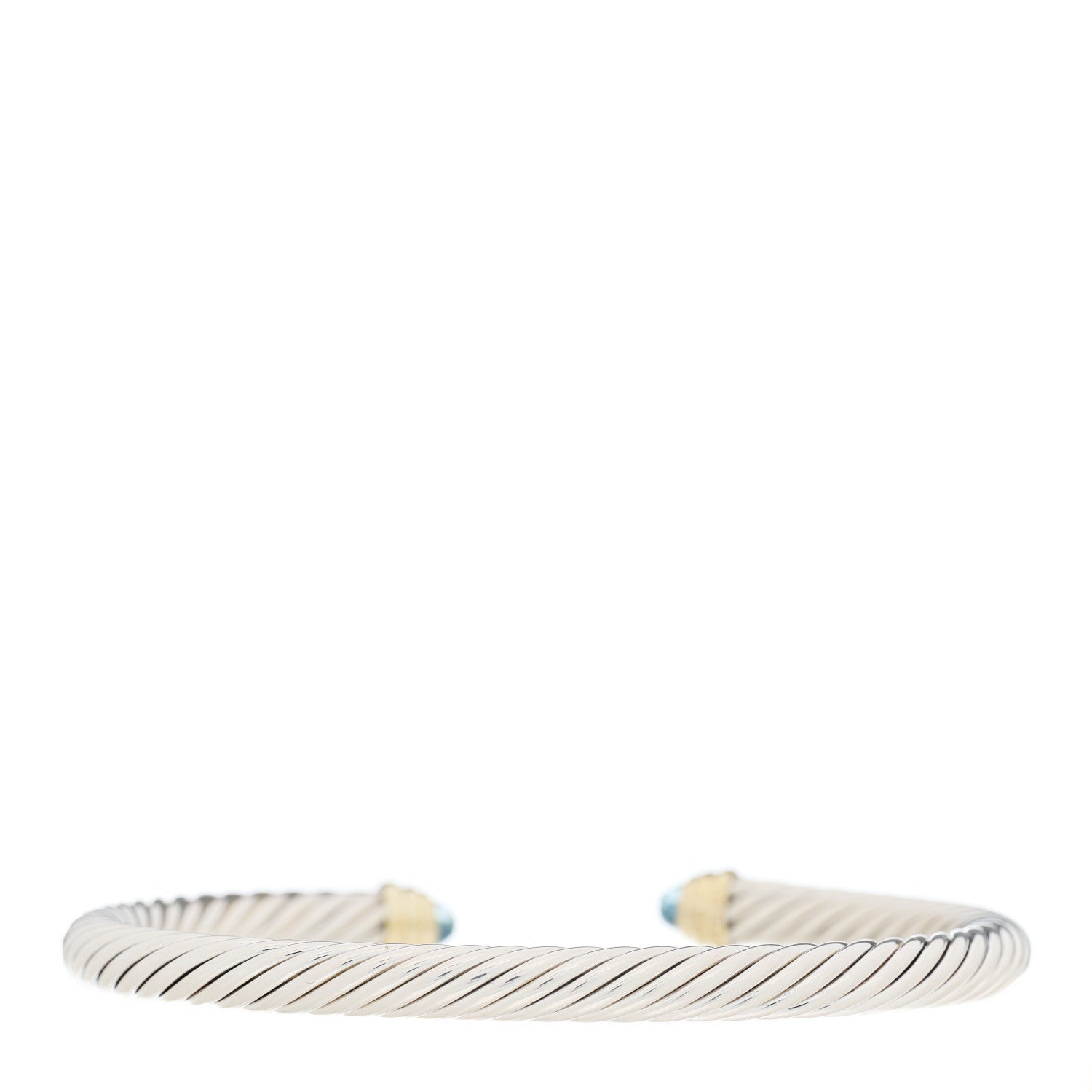 David Yurman Sterling Silver 14K Yellow Gold Blue Topaz 5mm Cable Classics Petite Color Bracelet 2 of 3