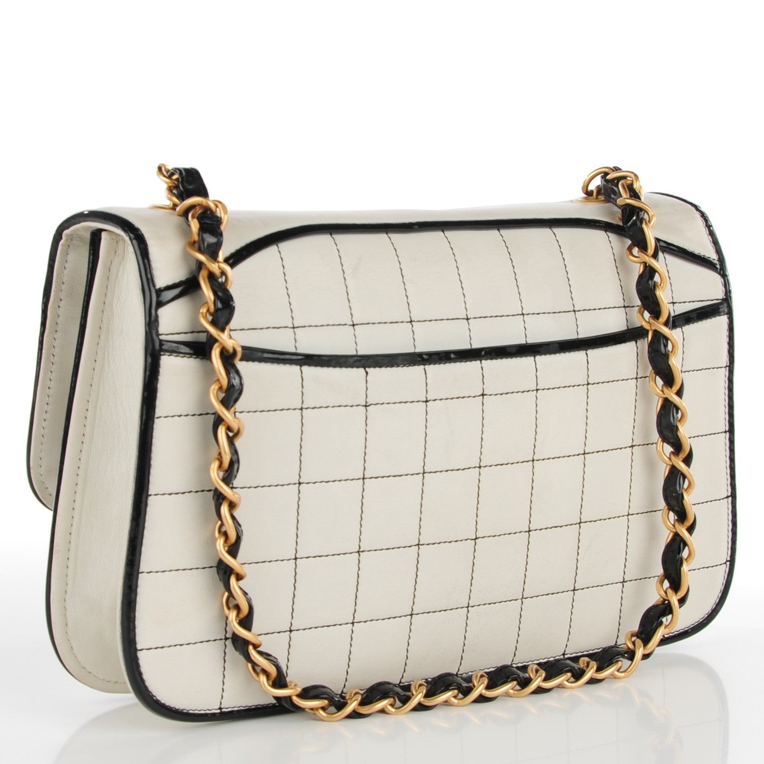 Chanel Lambskin Contrast Stitch Small Mademoiselle Flap Black White 3 of 8