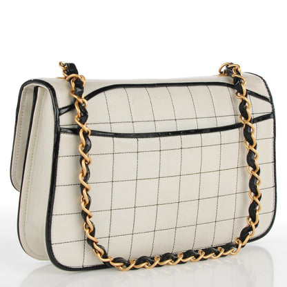 Chanel Lambskin Contrast Stitch Small Mademoiselle Flap Black White 3 of 8