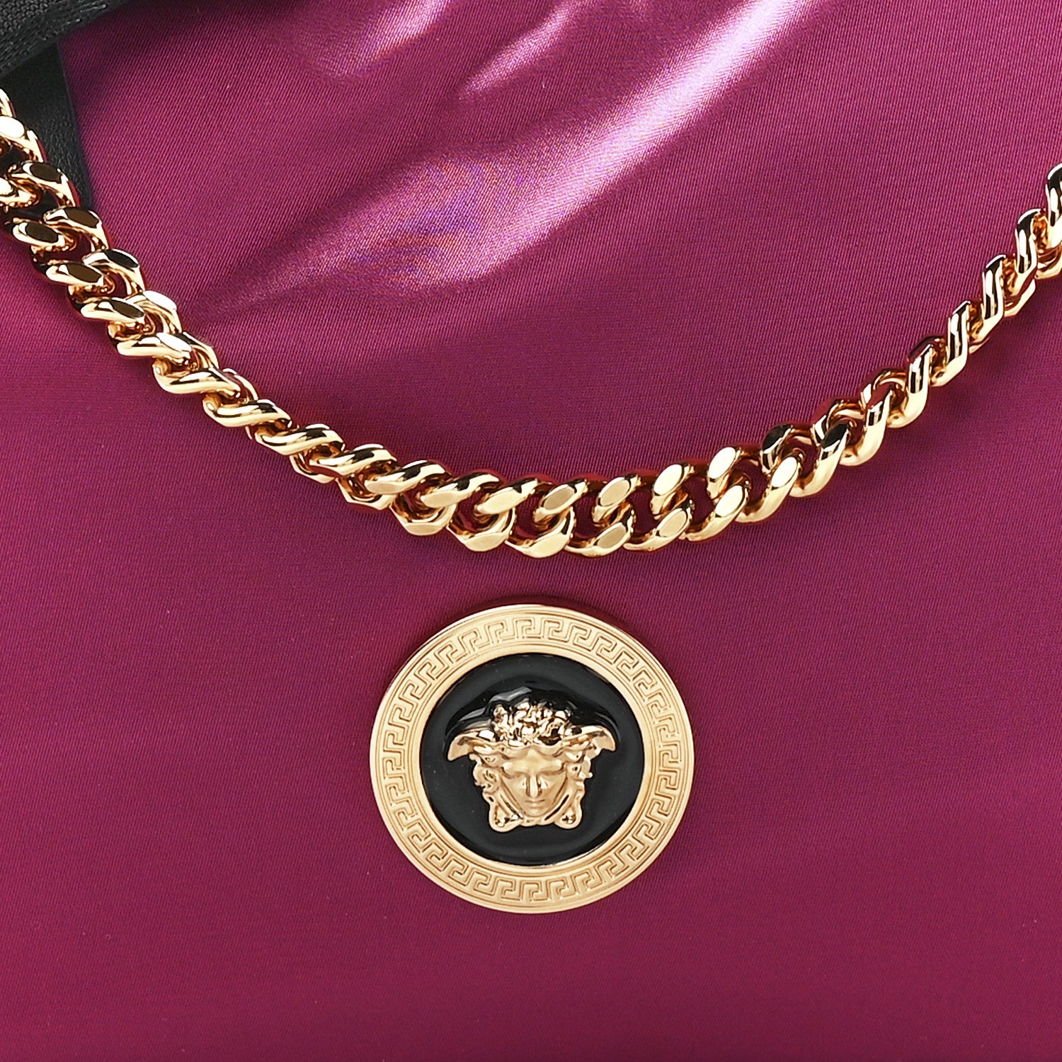 Versace Nylon Tribute Chain Crossbody Shoulder Bag Dark Pink Black 9 of 12