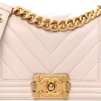 Chanel Caviar Chevron Quilted Small Boy Flap Light Pink 7 of 9